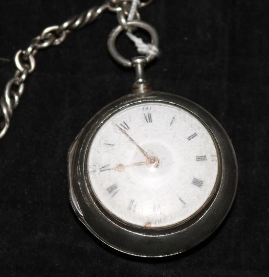 A George III silver pair cased key wind pocket watch by Thomas Chappell, London,